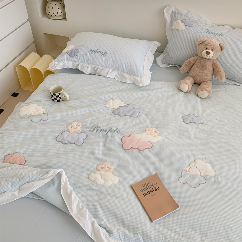 夏季小清新全棉夏被四件套空调被纯棉夏凉被云朵单人可水洗薄被子