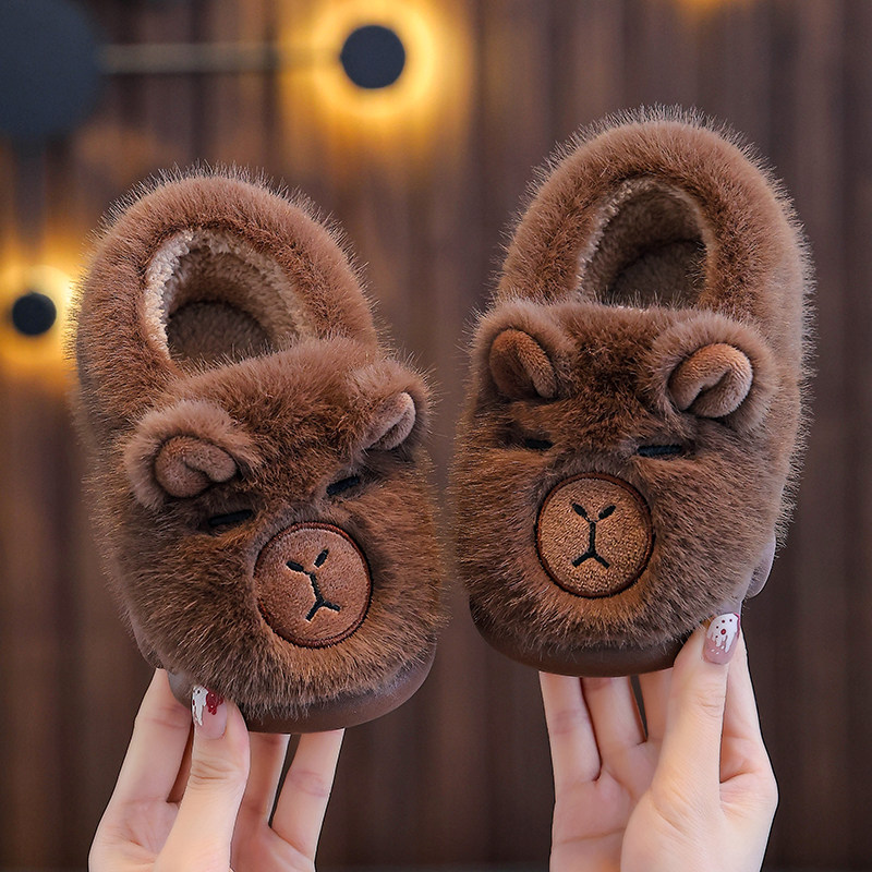 卡皮巴拉儿童棉拖鞋冬季保暖包跟男女童家居室内可爱卡通小孩棉鞋,淘宝优惠券,粉丝福利购,淘宝优惠卷