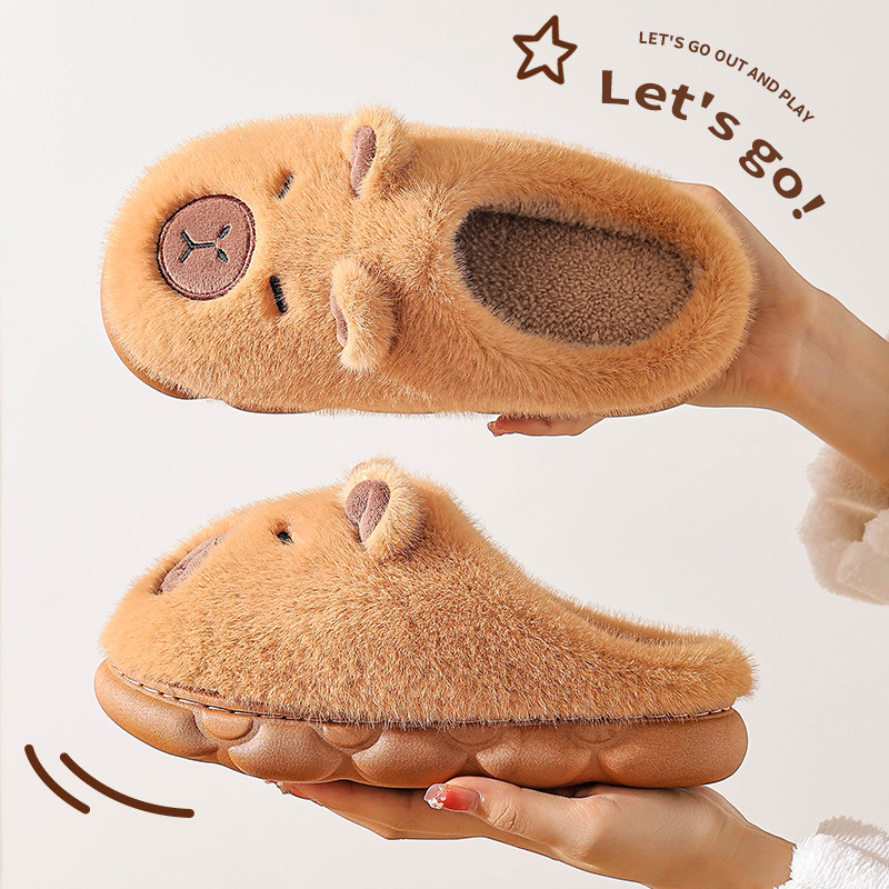 卡皮巴拉儿童棉拖鞋女童冬季保暖小孩家居室内防滑可爱卡通棉鞋男,淘宝优惠券,粉丝福利购,淘宝优惠卷