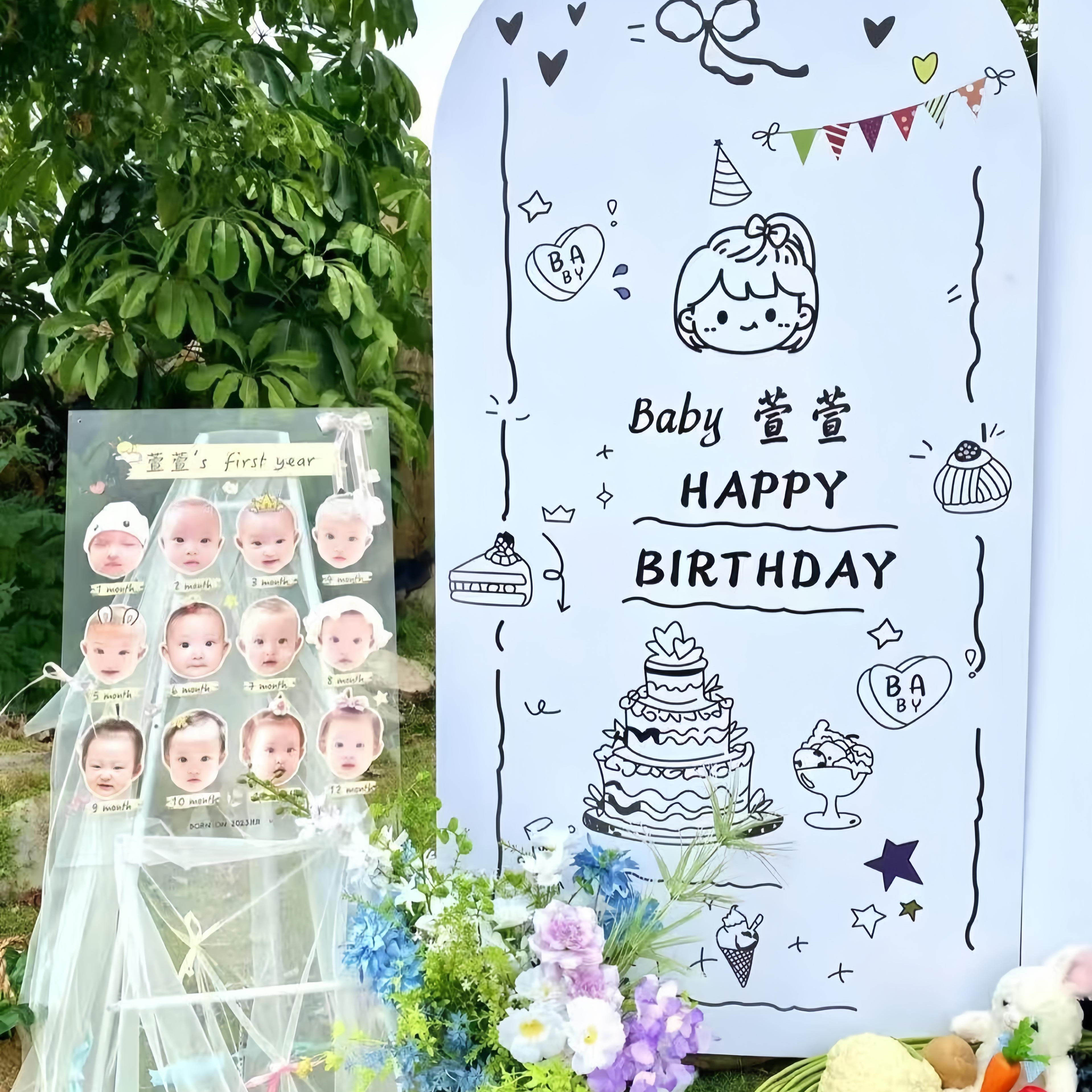 ins风周岁生日布置场景装饰背景墙宝宝派对kt板男女孩生日高级感,淘宝优惠券,粉丝福利购,淘宝优惠卷