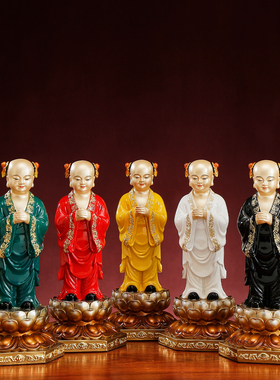 台湾纯铜珐琅彩五方童子像摆件