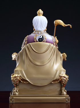 纯铜彩绘鸿钧老祖神像家用供奉