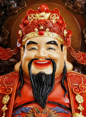 纯铜九龙财神爷神像家用供奉