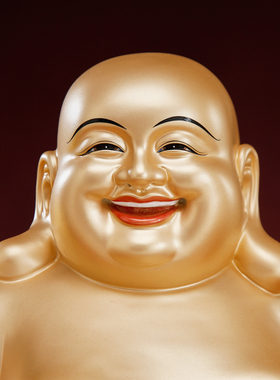 纯铜彩绘如意弥勒佛佛像摆件