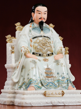 汉白玉真武大帝神像家用供奉摆件