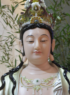 汉白玉水月自在观音菩萨佛像