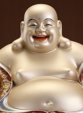 纯铜掐丝珐琅金钱布袋弥勒佛像