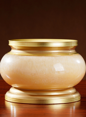 圆通佛具黄玉粉金供具套装家用