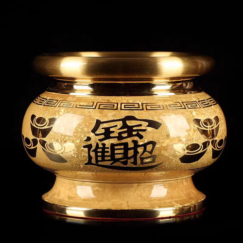 圆通佛具用品台湾结晶铜香炉 纯铜 招财进宝插香炉家用供佛香炉 - 图2