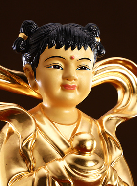 贴金台湾善财童子龙女供奉佛像