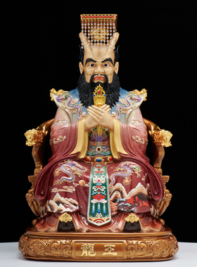 纯铜彩绘四海龙王神像家用供奉