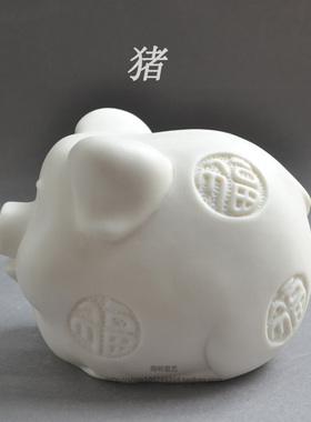 卡通白色可爱猪工艺品小动物摆件