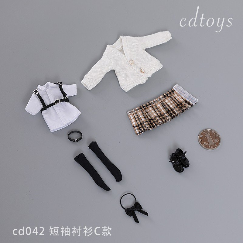 现货cdtoys cd042 1/12女兵人学生jk裙套装适合1：12包胶素体-图3