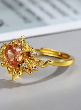 「炙热与温暖」镶芬达锆石小太阳戒指轻奢高级感精致简约百搭指环