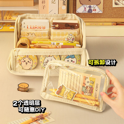 升级加宽加厚~9层大容量笔袋女生女童高颜值ins风文具盒女孩款初中生高中生铅笔盒2025年新款痛包笔袋可立式 - 图2