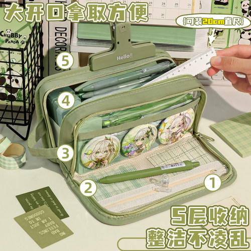 隐藏痛层！超大容量双面透明笔袋女生2026新款文具盒女孩款初中生铅笔盒2025超火高颜值ins风日式痛包文具袋 - 图0