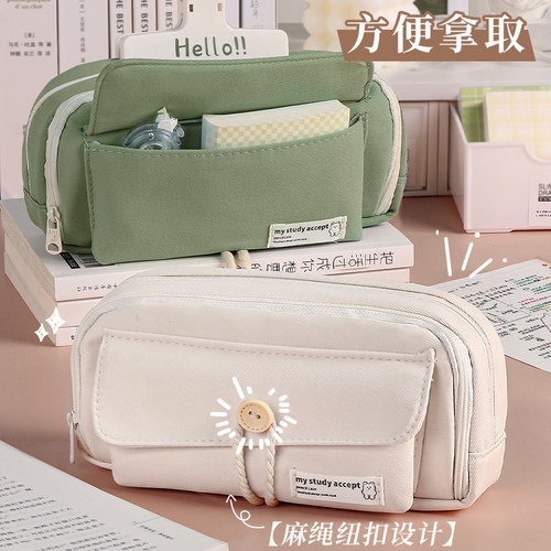 笔袋女孩版2025超火新款初中女生大容量铅笔盒小学生高颜值ins风简约文具盒日系小众不撞款铅笔袋2024文具袋 - 图0