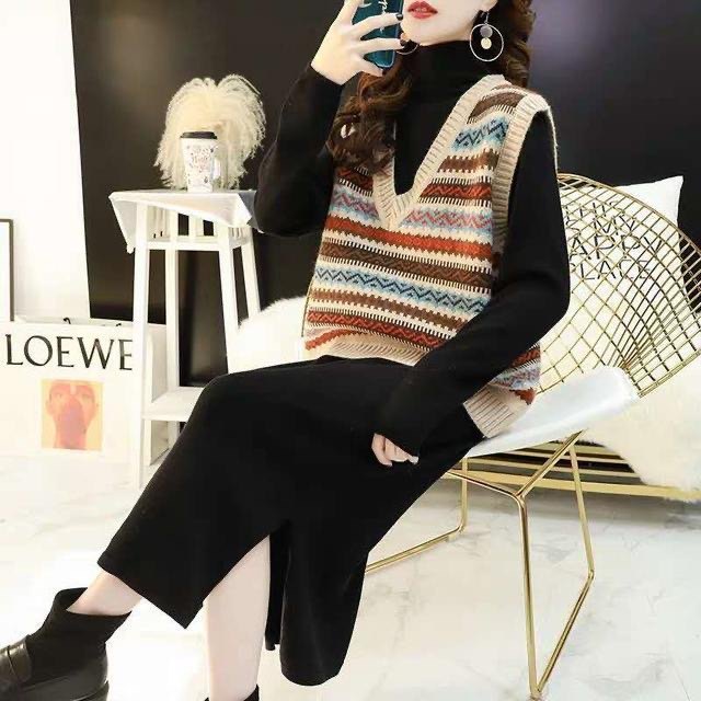 Women's autumn and winter style loose sweater vest for outer wear