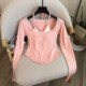 Pure wish style high quality fake two piece bottoming shirt