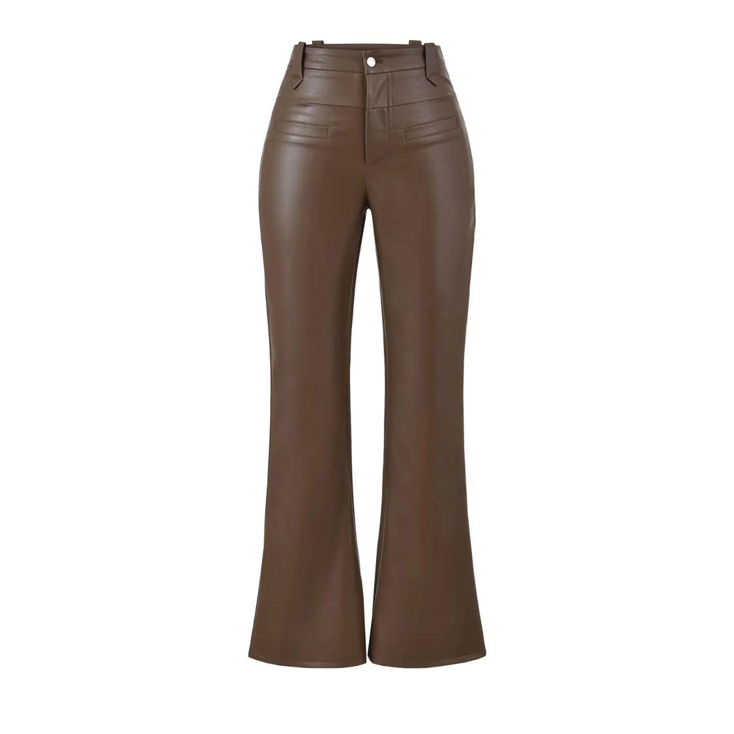 欧美风辣妹修身低腰女皮裤质感时尚潮搭街头拖地裤pu长裤微喇叭裤,淘宝优惠券,粉丝福利购,淘宝优惠卷