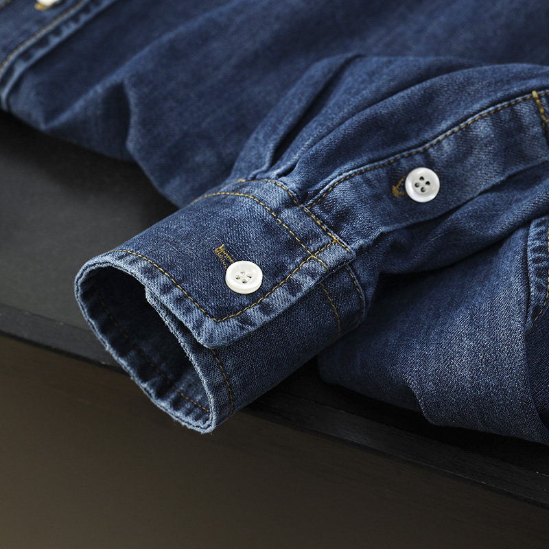 华子家 老钱风复古小马刺绣纯棉长袖牛仔衬衫女秋季休闲外套44148