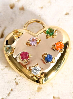 彩宝18k真金真钻镶嵌爱心吊坠