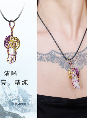 斐波那契白水晶原石项链