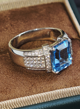 925银镀金天然托帕石戒指