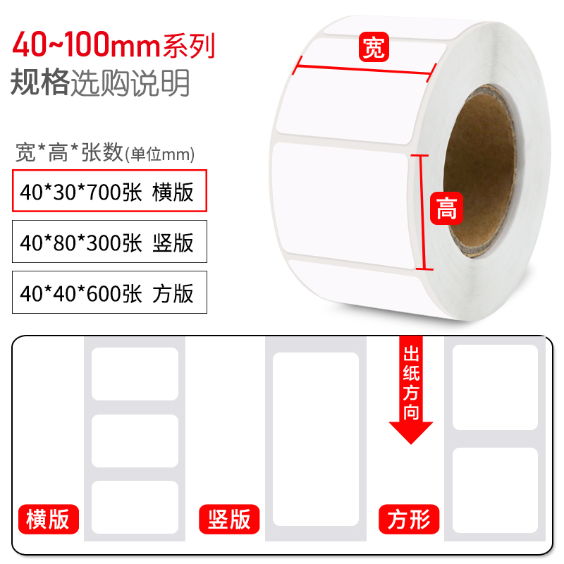 火鸡五防热敏合成纸40*30 50 60 70 80 90 100不干胶标签条码打印贴纸防水撕不烂生鲜冷链低温标签打印纸定做-图2