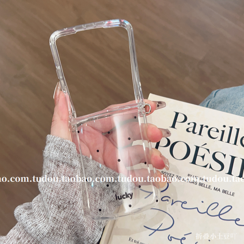 韩系波点软壳适用小米mixflip2手机壳防摔magicvflip2保护套razr50手提purax挂绳nova透明硅胶三星zflip6斜挎 - 图2