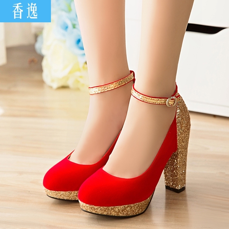 74 Confortable Red golden bridal shoes for Christmas Day