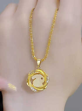 钛钢项链团圆兔吊坠项链网红饰品