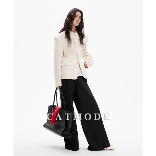 LIONCAT/冬季新款极简风高级感双面呢羊毛外套女短款气质百搭显瘦 - 图2