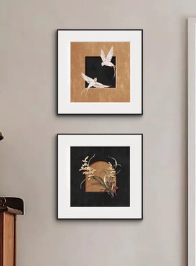 侘寂风现代抽象正方形客厅装饰画高级感艺术挂画餐厅卧室床头壁画