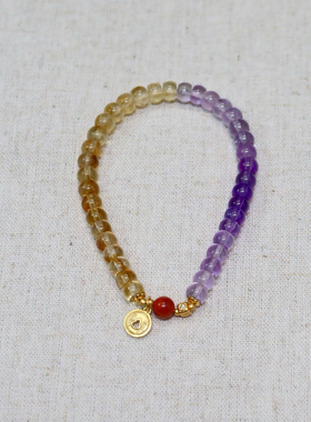 手串天然紫水晶黄水晶手串手链轻奢小众精致文艺手链女款小众学生