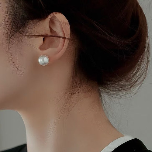 正圆亮大真爱迪生珍珠耳钉天然淡水18k金耳饰女2025新款平替澳白 - 图1