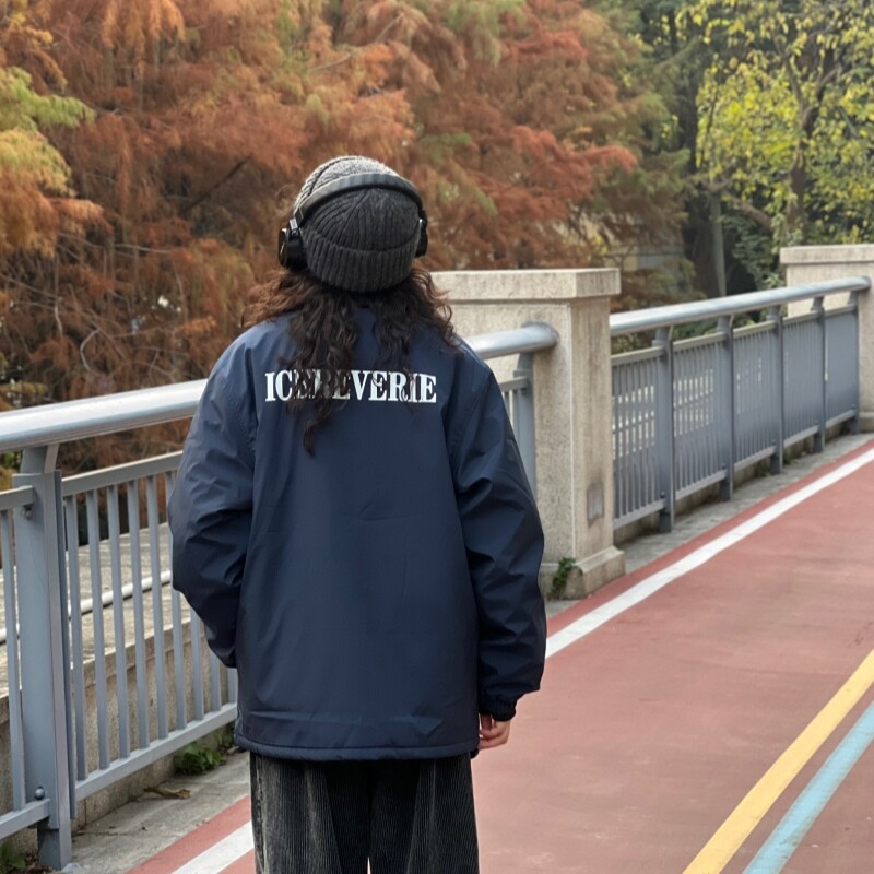 ICEREVERIE春秋季翻领防水百搭外套情侣男女休闲宽松基础教练夹克