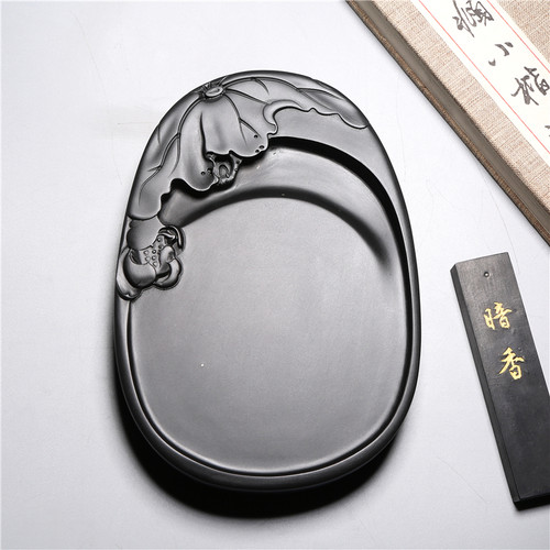 精品名师老坑砚台 清趣 荷叶小楷把玩老坑原石砚台龙尾砚收藏观赏 - 图1