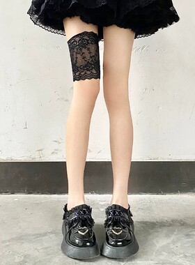 腿套透明花边腿环配短裙白色蕾丝