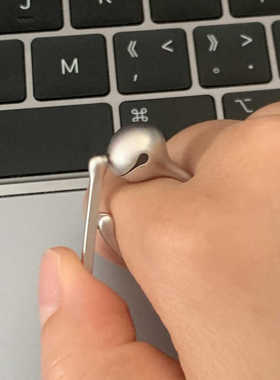 可按动敲打解压佛系木鱼纯银戒指