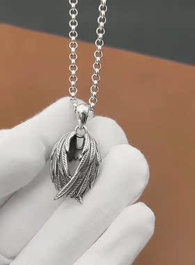 925纯银男女天使之翼项链不掉色