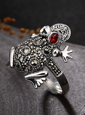 金蟾招财转运时尚风复古开口戒指