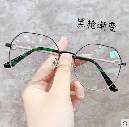复古多边形近视眼镜框架女韩版潮可配有度数大圆脸显瘦素颜眼睛男 - 图0