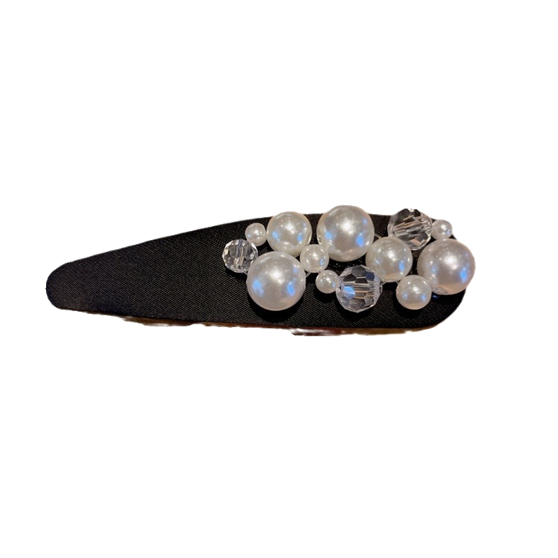 气质名媛珍珠边夹女高级感黑色水滴形bb夹带钻精致侧边夹发夹头饰,淘宝优惠券,粉丝福利购,淘宝优惠卷