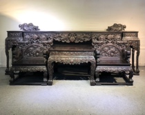 Old furniture midway six pieces of red wood solid wood classical purple sandalwood yellow floral pear Ming and Qing Chinese style furniture ancient play