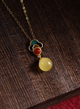 天然蜜蜡吊坠中国风祥云项链女