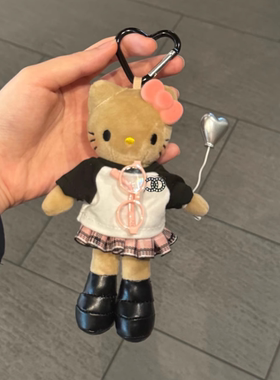 可爱黑皮长腿猫二创潮流凯蒂猫公仔挂饰挂件创意玩偶包挂钥匙扣