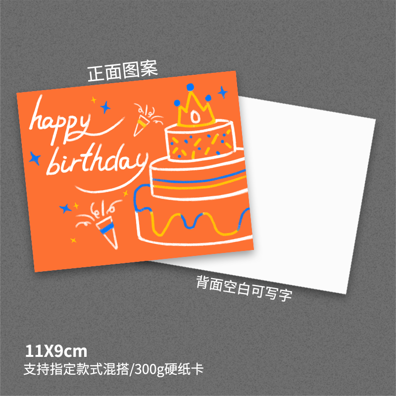 Happy birthday small card customized simple ins bouquet blessing greeting card flower shop cake shop handwritten card postcard