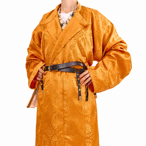 惜物国风 唐制汉服唐风织锦天王狩猎图唐横接襕袍唐代缺胯圆领袍 - 图1