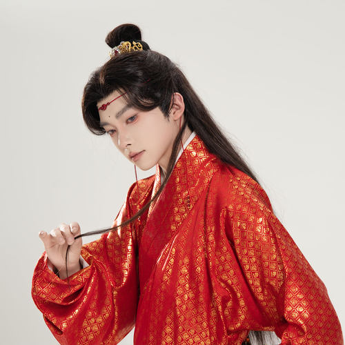 惜物国风 明制汉服明初织金菱形格子纹交领打褶长衫直裰日常百搭 - 图1